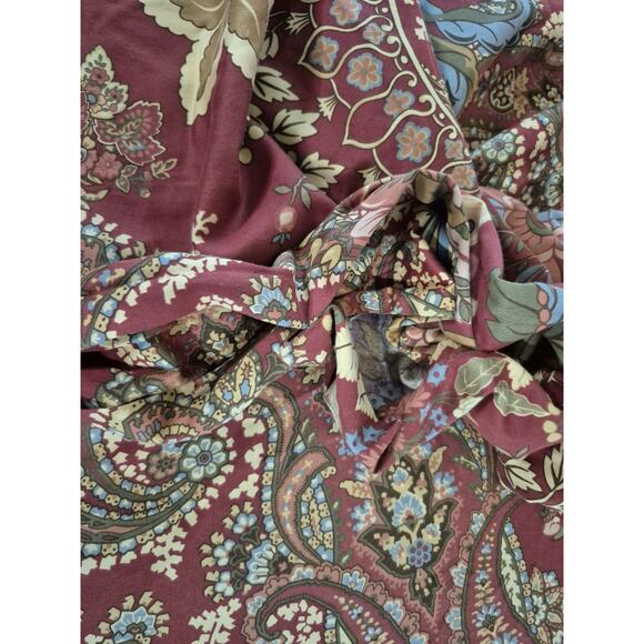 Pottery Barn Burgandy Green Floral Birds Clara Duvet Cover Full Queen - Picture 5 of 8